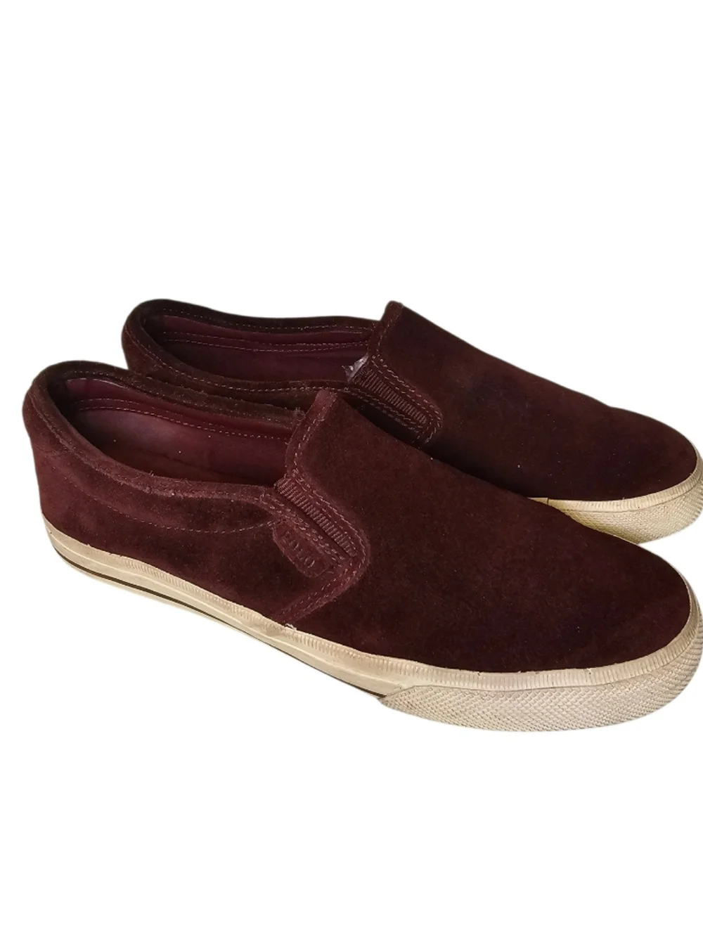 Polo Ralph Lauren Vaughn Shoes - Men's Size 10 - Burgundy Suede Slip-On Sneakers